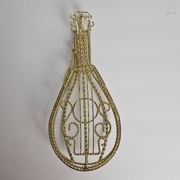 Set of 3 Vtg Gold-Tone Wire Musical Instruments French Horn, Mandolin, Violin - Picture 2 of 11